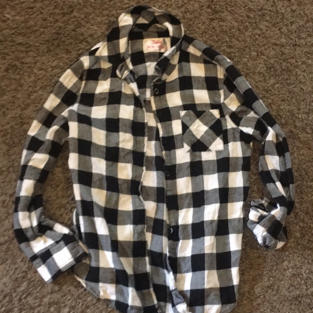 Justice black and white flannel shirt